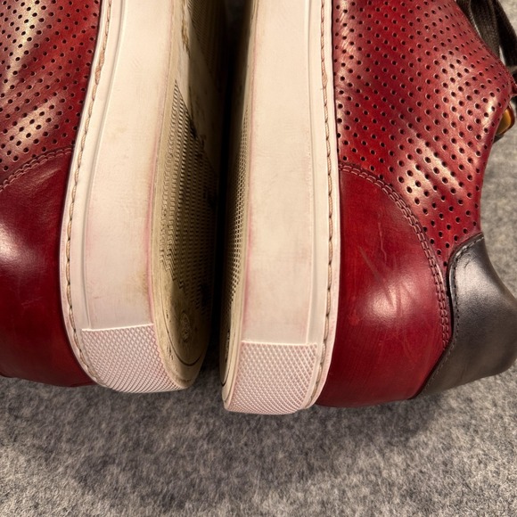 Magnanni Shoes Mens Size 11 Red Leather Perforated Low Top Casual Sneakers 21572 - Picture 9 of 15